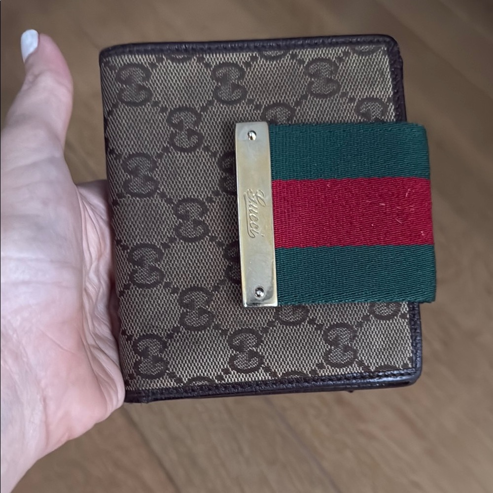 Gucci Brown and Green Monogram Card Holder